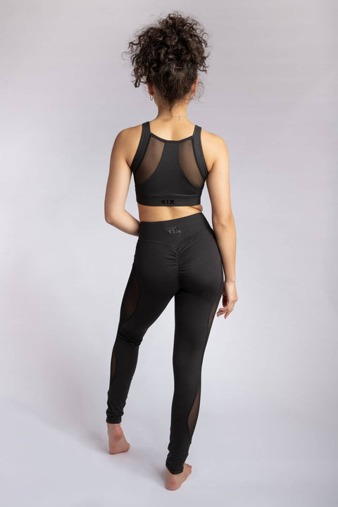 Black Croc Leggings from Creatures Of XIX. Black leggings with a side mesh panel