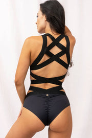 Back of Lunalae Serena pole top. Criss cross back. Very supportive